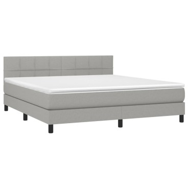vidaXL Κρεβάτι Boxspring με Στρώμα & LED Αν.Γκρι 160x200 εκ Υφασμάτινο