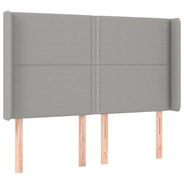 vidaXL Κρεβάτι Boxspring με Στρώμα & LED Αν.Γκρι 140x200εκ. Υφασμάτινο