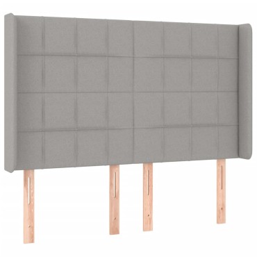 vidaXL Κρεβάτι Boxspring με Στρώμα & LED Αν.Γκρι 140x200εκ. Υφασμάτινο