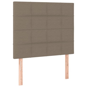 vidaXL Κρεβάτι Boxspring με Στρώμα & LED Taupe 90x200 εκ. Υφασμάτινο
