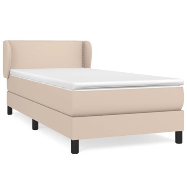 vidaXL Κρεβάτι Boxspring με Στρώμα Καπουτσίνο 100x200εκ.από Συνθ.Δέρμα