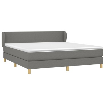 vidaXL Κρεβάτι Boxspring με Στρώμα Σκούρο Γκρι 160x200 εκ Υφασμάτινο