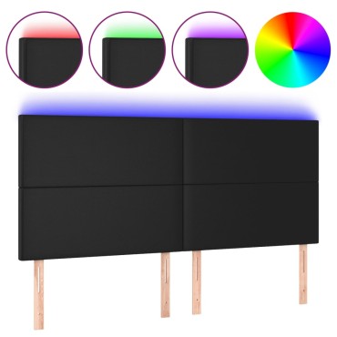 vidaXL Κεφαλάρι Κρεβατιού LED Μαύρο 180x5x118/128 εκ 1 τεμ.