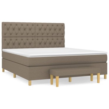 vidaXL Κρεβάτι Boxspring με Στρώμα Taupe 160x200 εκ. Υφασμάτινο