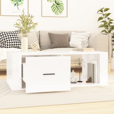 vidaXL Τραπεζάκι Σαλονιού Γυαλ. Λευκό 100x50,5x35cm Επεξεργ. Ξύλο 1 τεμ.