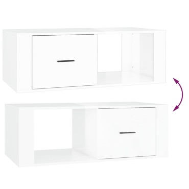vidaXL Τραπεζάκι Σαλονιού Γυαλ. Λευκό 100x50,5x35cm Επεξεργ. Ξύλο 1 τεμ.