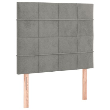 vidaXL Κρεβάτι Boxspring με Στρώμα & LED Αν.Γκρι 120x200 εκ. Βελούδινο
