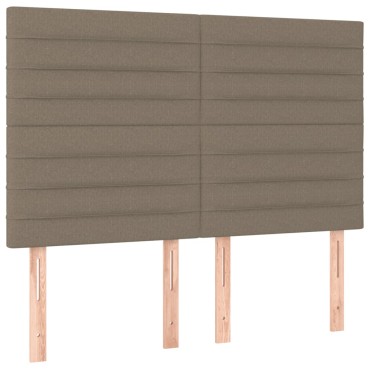 vidaXL Κρεβάτι Boxspring με Στρώμα & LED Taupe 140x200 εκ. Υφασμάτινο