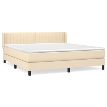vidaXL Κρεβάτι Boxspring με Στρώμα Κρεμ 160x200cm Υφασμάτινο 1 τεμ. - Διπλό