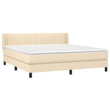 vidaXL Κρεβάτι Boxspring με Στρώμα Κρεμ 160x200cm Υφασμάτινο 1 τεμ. - Διπλό