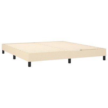 vidaXL Κρεβάτι Boxspring με Στρώμα & LED Κρεμ 160x200cm Υφασμάτινο 1 τεμ. - Διπλό