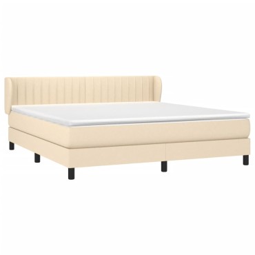 vidaXL Κρεβάτι Boxspring με Στρώμα Κρεμ 160x200cm Υφασμάτινο 1 τεμ. - Διπλό