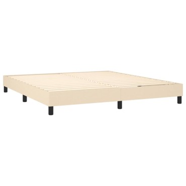 vidaXL Κρεβάτι Boxspring με Στρώμα Κρεμ 160x200cm Υφασμάτινο 1 τεμ. - Διπλό