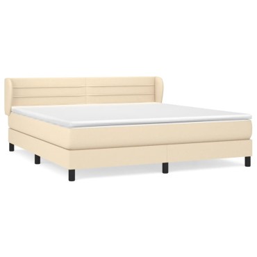 vidaXL Κρεβάτι Boxspring με Στρώμα Κρεμ 160x200cm Υφασμάτινο 1 τεμ. - Διπλό