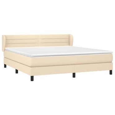 vidaXL Κρεβάτι Boxspring με Στρώμα Κρεμ 160x200cm Υφασμάτινο 1 τεμ. - Διπλό