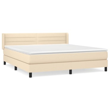 vidaXL Κρεβάτι Boxspring με Στρώμα Κρεμ 160x200cm Υφασμάτινο 1 τεμ. - Διπλό