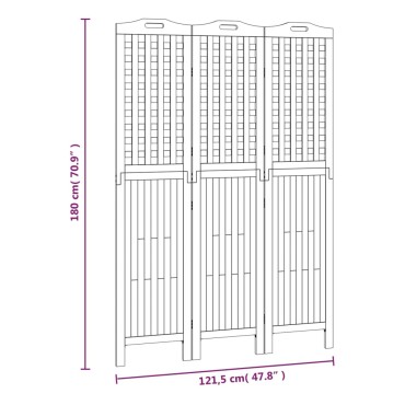 vidaXL Διαχωριστικό Χώρου με 3 Πάνελ 121,5x2x180cm Μασίφ Ξύλο Ακακίας 1 τεμ.