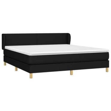 vidaXL Κρεβάτι Boxspring με Στρώμα Μαύρο 160x200 εκ. Υφασμάτινο