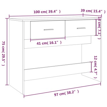 vidaXL Τραπέζι Κονσόλα Καπνιστή Δρυς 100x39x75cm Επεξεργασμένο Ξύλο