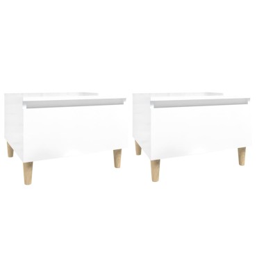 vidaXL Βοηθητικά Τραπέζια 2 τεμ. Γυαλ.Λευκό 50x46x35cm Επεξ. Ξύλο