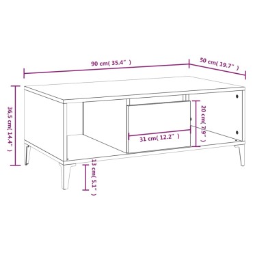 vidaXL Τραπεζάκι Σαλονιού Γκρι Σκυρ. 90x50x36,5cm Επεξεργ. Ξύλο 1 τεμ.