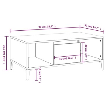 vidaXL Τραπεζάκι Σαλονιού Καφέ Δρυς 80x50x35cm Επεξεργασμ. Ξύλο 1 τεμ.