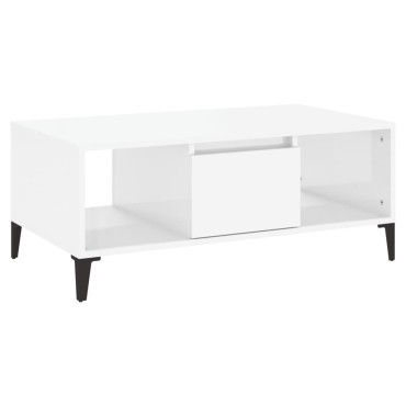 vidaXL Τραπεζάκι Σαλονιού Γυαλ. Λευκό 90x50x36,5cm Επεξεργ. Ξύλο 1 τεμ.