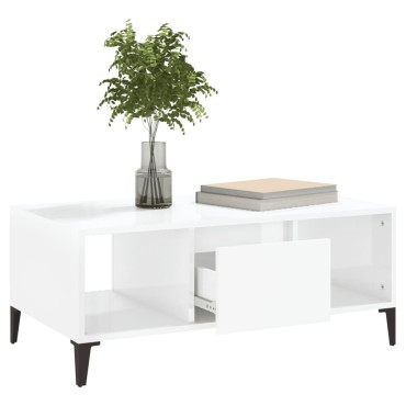 vidaXL Τραπεζάκι Σαλονιού Γυαλ. Λευκό 90x50x36,5cm Επεξεργ. Ξύλο 1 τεμ.