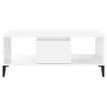 vidaXL Τραπεζάκι Σαλονιού Γυαλ. Λευκό 90x50x36,5cm Επεξεργ. Ξύλο 1 τεμ.