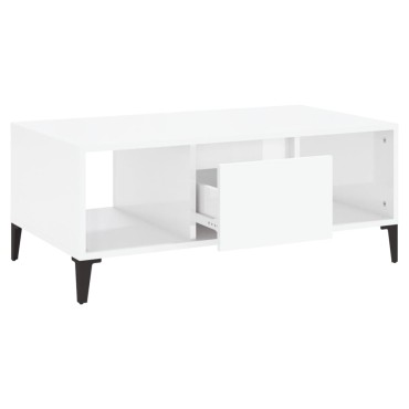 vidaXL Τραπεζάκι Σαλονιού Γυαλ. Λευκό 90x50x36,5cm Επεξεργ. Ξύλο 1 τεμ.