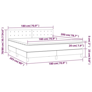 vidaXL Κρεβάτι Boxspring με Στρώμα Taupe 180x200cm Υφασμάτινο 1 τεμ. - Διπλό