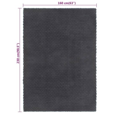 vidaXL Χαλί Ορθογώνιο Ανθρακί 160x230cm από Βαμβάκι
