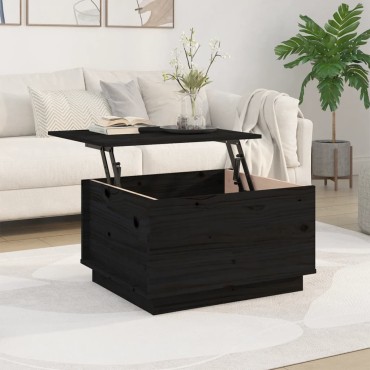 vidaXL Τραπεζάκι Σαλονιού Μαύρο 60x50x35cm από Μασίφ Ξύλο Πεύκου 1 τεμ.
