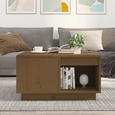 vidaXL Τραπεζάκι Σαλονιού Καφέ Μελί 60x61x32,5cm Μασίφ Ξύλο Πεύκου 1 τεμ.