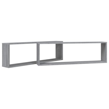 vidaXL Ραφιέρες Τοίχου Κύβος 2 τεμ. Γκρι Sonoma 100x15x30cm Επεξ. Ξύλο