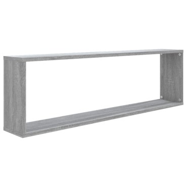 vidaXL Ραφιέρες Τοίχου Κύβος 2 τεμ. Γκρι Sonoma 100x15x30cm Επεξ. Ξύλο