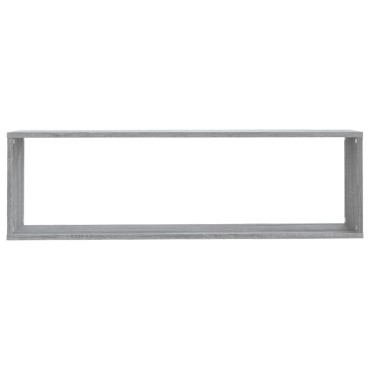 vidaXL Ραφιέρες Τοίχου Κύβος 2 τεμ. Γκρι Sonoma 100x15x30cm Επεξ. Ξύλο