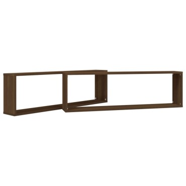 vidaXL Ραφιέρες Τοίχου Κύβος 2 τεμ. Καφέ Δρυς 100x15x30cm Επεξ. Ξύλο