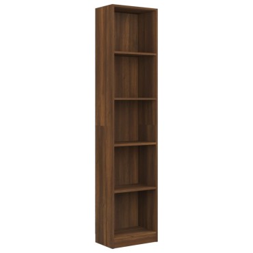 vidaXL Βιβλιοθήκη με 5 Ράφια Καφέ Δρυς 40x24x175cm Επεξεργ. Ξύλο 1 τεμ.