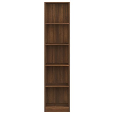 vidaXL Βιβλιοθήκη με 5 Ράφια Καφέ Δρυς 40x24x175cm Επεξεργ. Ξύλο 1 τεμ.