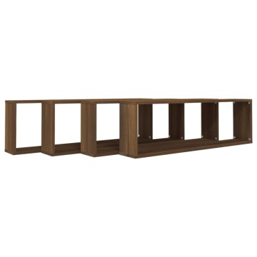 vidaXL Ραφιέρες Τοίχου Κύβος 4 τεμ. Καφέ Δρυς 100x15x30cm Επεξ. Ξύλο