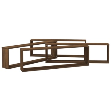 vidaXL Ραφιέρες Τοίχου Κύβος 4 τεμ. Καφέ Δρυς 100x15x30cm Επεξ. Ξύλο