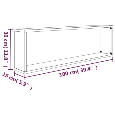 vidaXL Ραφιέρες Τοίχου Κύβος 4 τεμ. Καφέ Δρυς 100x15x30cm Επεξ. Ξύλο