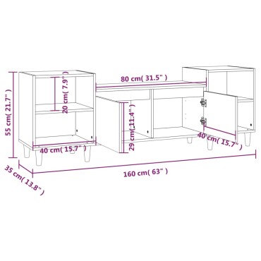 vidaXL Έπιπλο Τηλεόρασης Μαύρο 160x35x55cm από Επεξεργασμένο Ξύλο