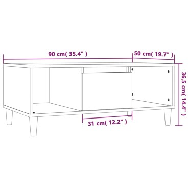 vidaXL Τραπεζάκι Σαλονιού Γκρι Σκυρ. 90x50x36,5cm Επεξεργ. Ξύλο 1 τεμ.