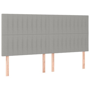 vidaXL Κρεβάτι Boxspring με Στρώμα & LED Αν.Γκρι 180x200εκ. Υφασμάτινο