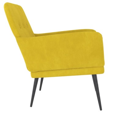 vidaXL Πολυθρόνα Κίτρινη 62x79x79cm Βελούδινη 1 τεμ.