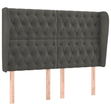 vidaXL Κεφαλάρι με Πτερύγια Σκούρο Γκρι 147x23x118/128cm Βελούδινο 1 τεμ.