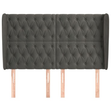 vidaXL Κεφαλάρι με Πτερύγια Σκούρο Γκρι 147x23x118/128cm Βελούδινο 1 τεμ.