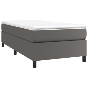 vidaXL Πλαίσιο Κρεβατιού Boxspring Γκρι 90x200cm Συνθετικό Δέρμα 1 τεμ. - Μονό